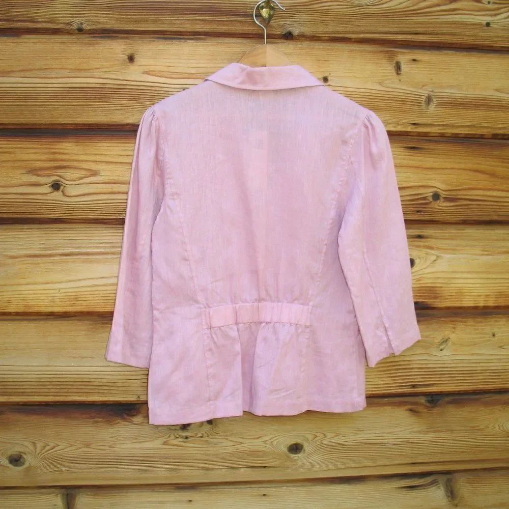 Pink Linen Top Jacket Shacket - Picture 5 of 7